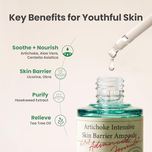 AXIS-Y Artichoke Intensive Skin Barrier Ampoule - Face Moisturizer Dark Spot Corrector Centella Ampoule - Vegan Korean Skin Care Facial Serum for All Skin Types (1.01 fl. oz.)